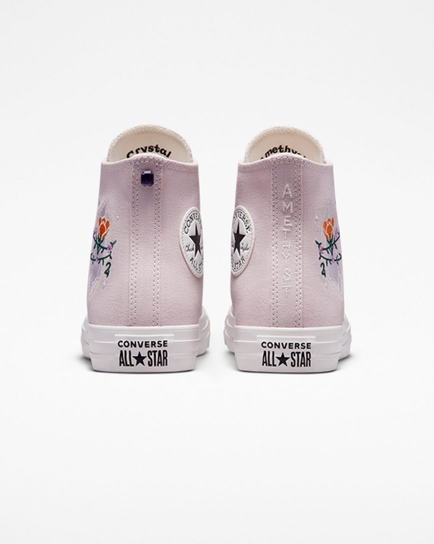 Tenis Converse Chuck Taylor All Star Embroidered Crystals Cano Alto Feminino Rosa Branco | PT Q049871